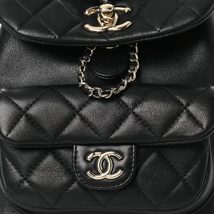 Small Quilted Lambskin Backpack - Black