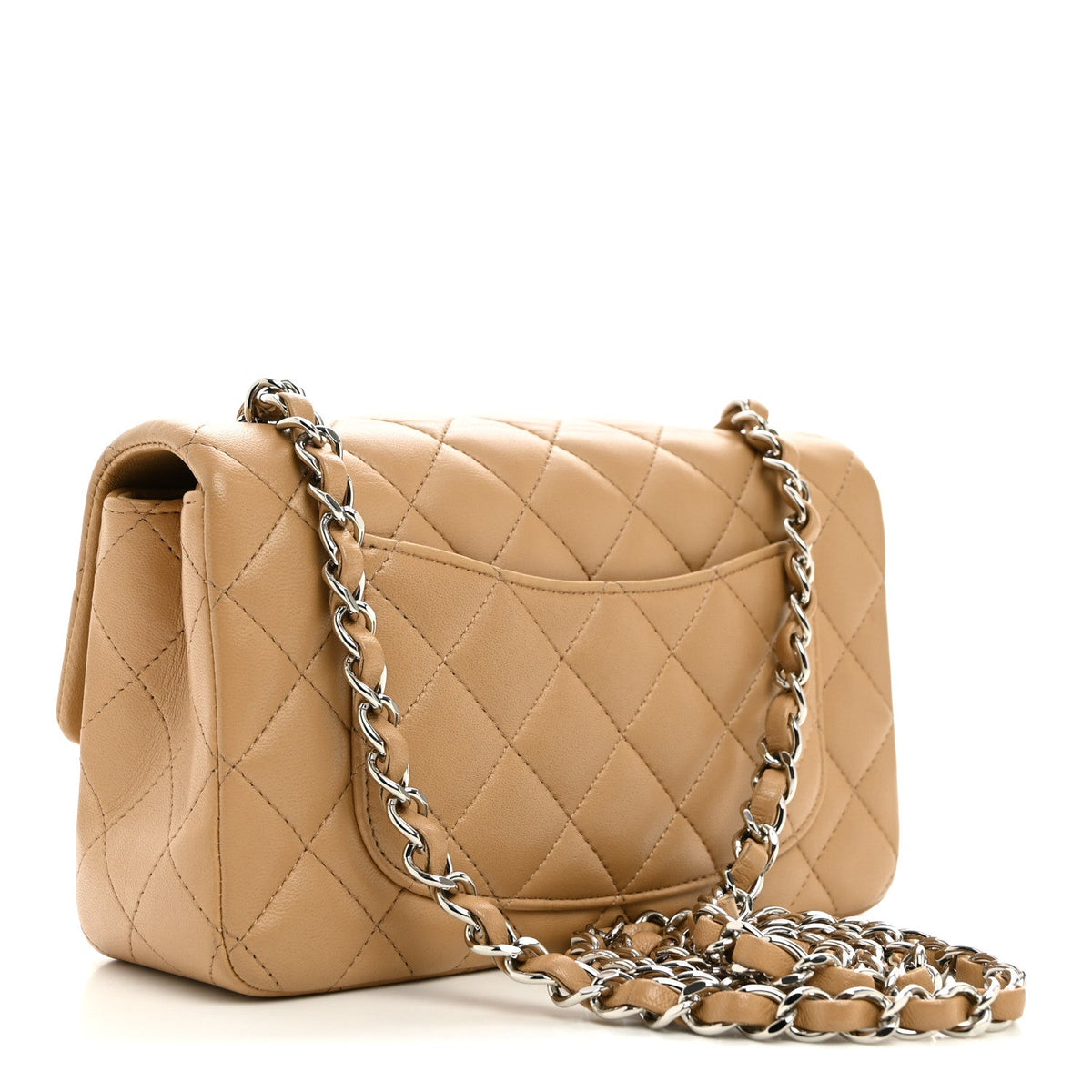 Mini Quilted Lambskin Flap Shoulder Bag - Tan