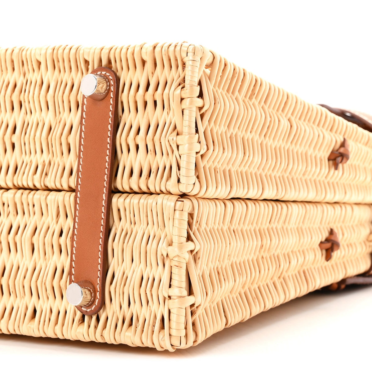 Wicker Barenia Picnic Kelly 35 Naturel F Handbag