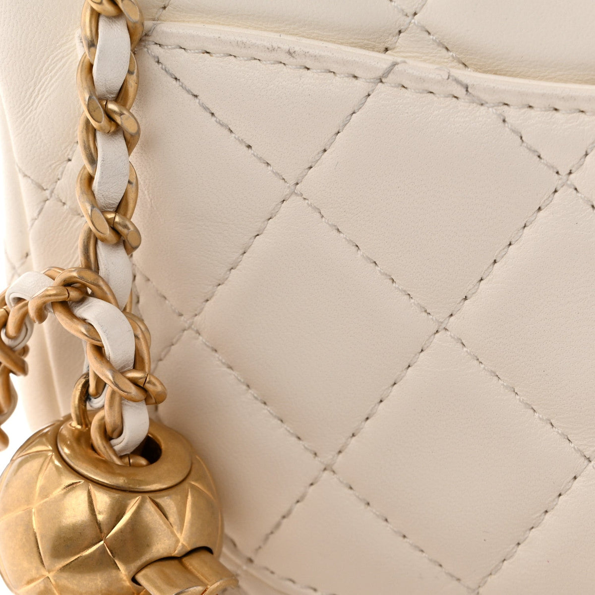 Mini Quilted Lambskin Flap Shoulder Bag - White