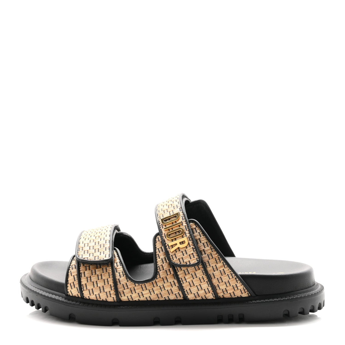 Raffia Act 10Mm Slide Sandals Straw Black
