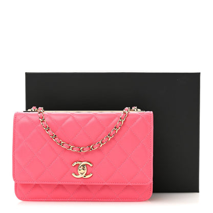 Quilted Lambskin Wallet Bag - Pink
