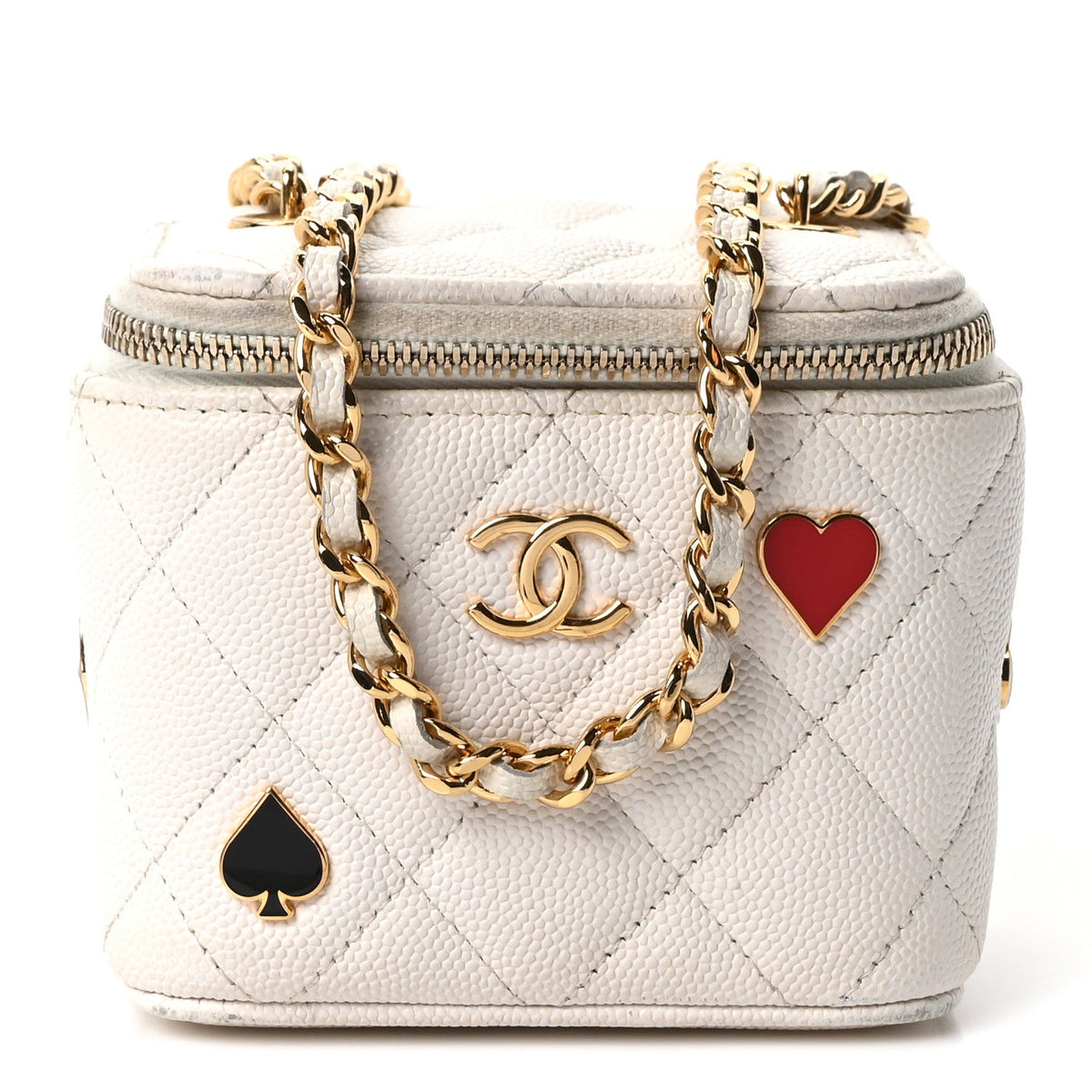 Mini Quilted Caviar Handbag - White