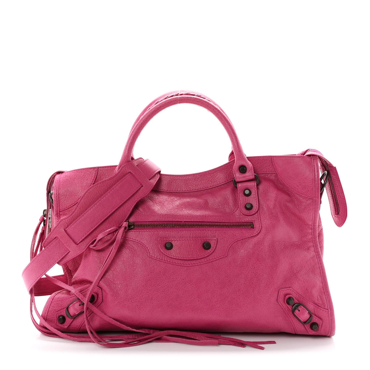 Agneau Classic Hardware City Cyclamen Fu Handbag