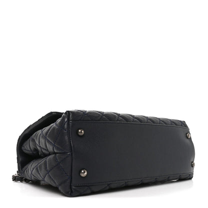 Small Quilted Caviar Flap Shoulder Bag - Blue