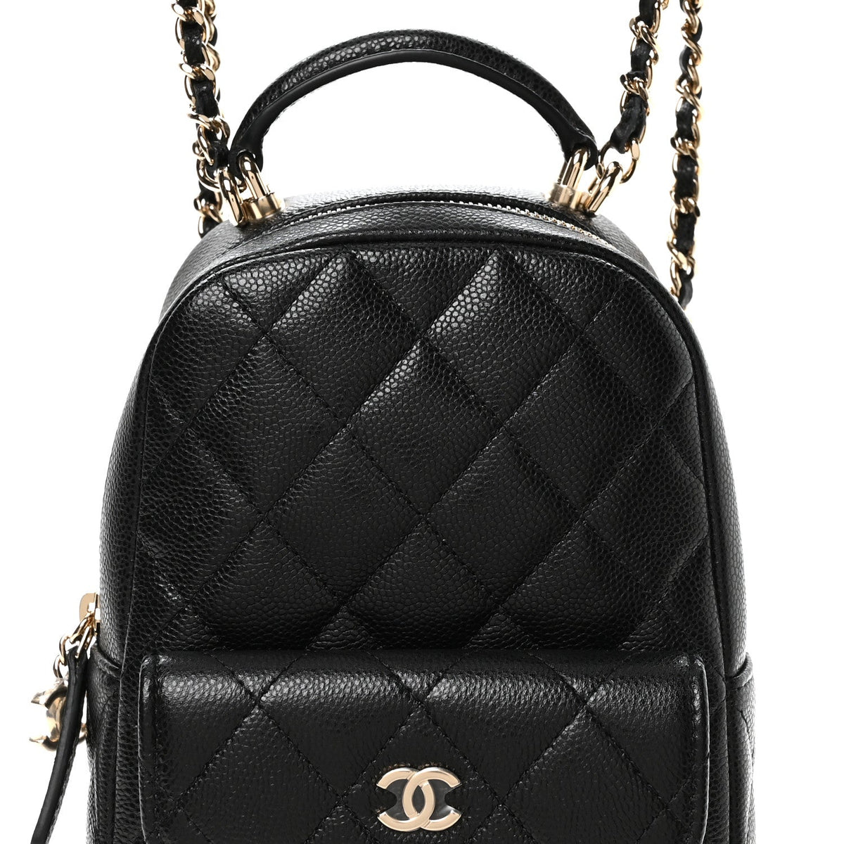 Mini Quilted Caviar Backpack - Black