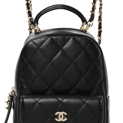 Mini Quilted Caviar Backpack - Black