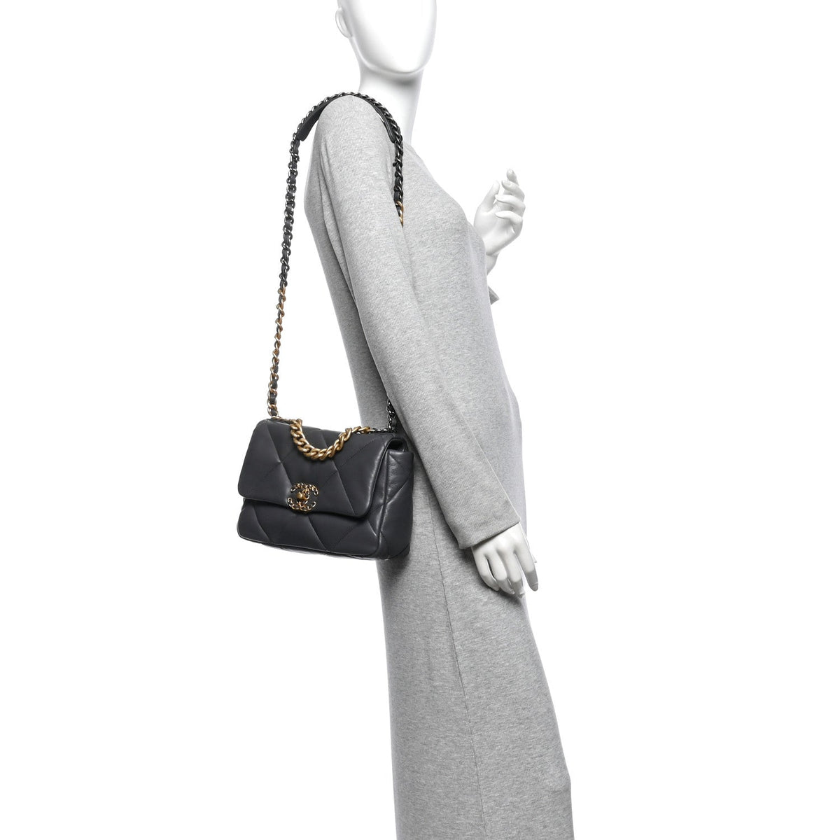Medium Quilted Lambskin Flap Shoulder Bag - Grey