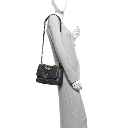 Medium Quilted Lambskin Flap Shoulder Bag - Grey