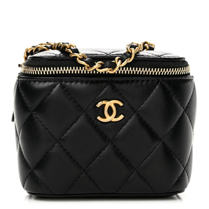 Mini Quilted Lambskin Handbag - Black