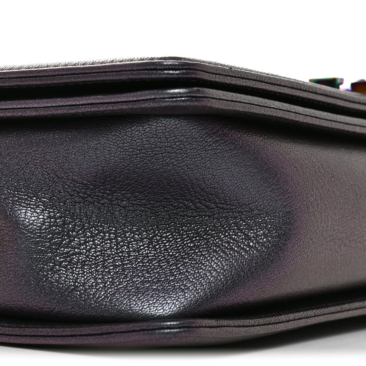 Medium Quilted Goatskin Flap Shoulder Bag - Purple