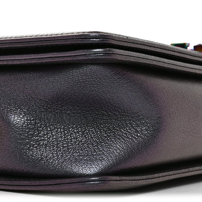 Medium Quilted Goatskin Flap Shoulder Bag - Purple