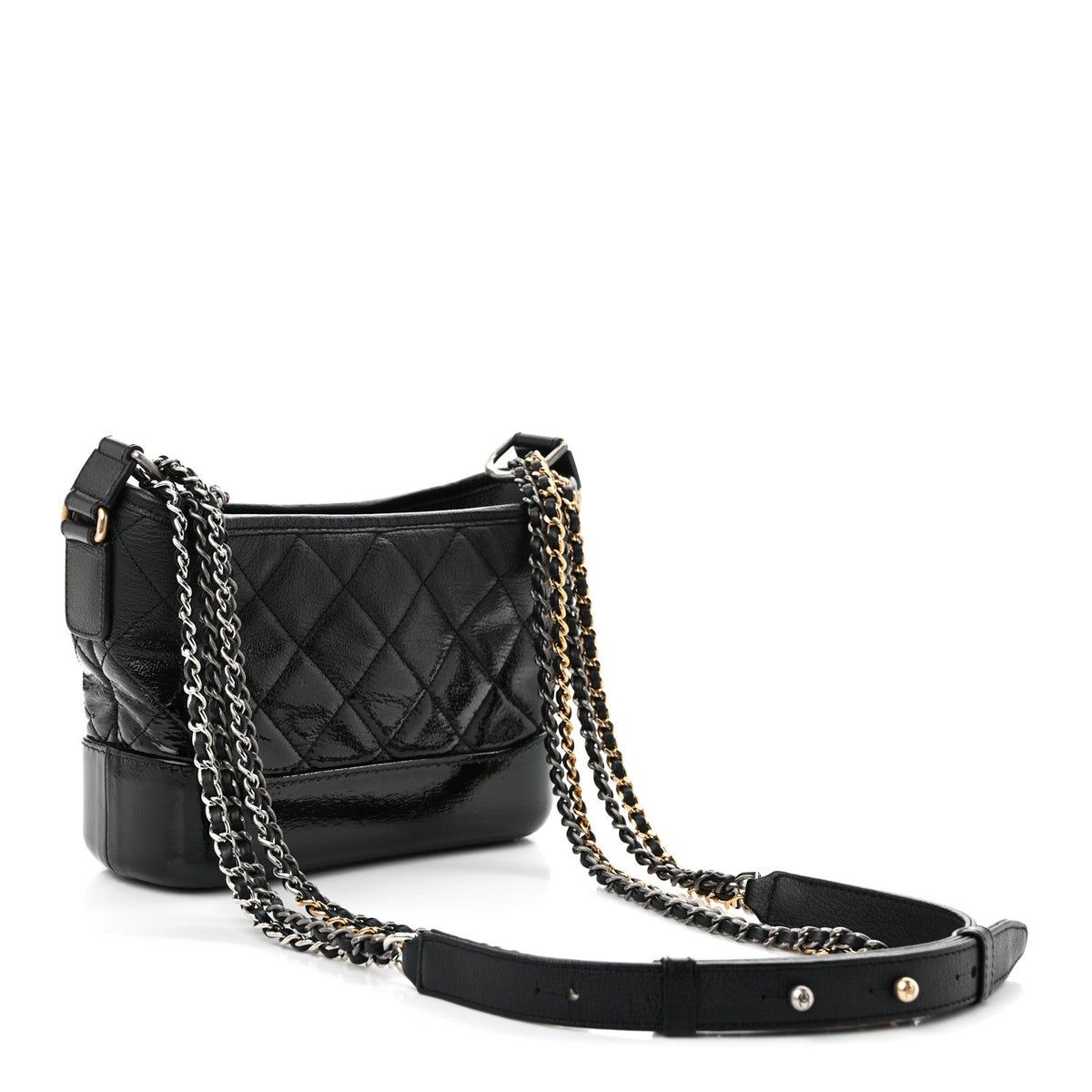 Small Quilted Goatskin Hobo Bag - Black