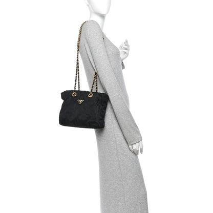 Quilted Nylon Tote Bag - Black