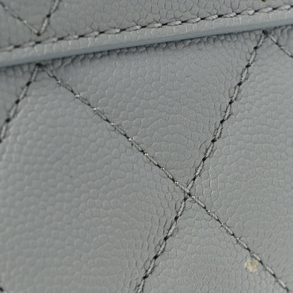 Small Quilted Caviar Tote Bag - Grey