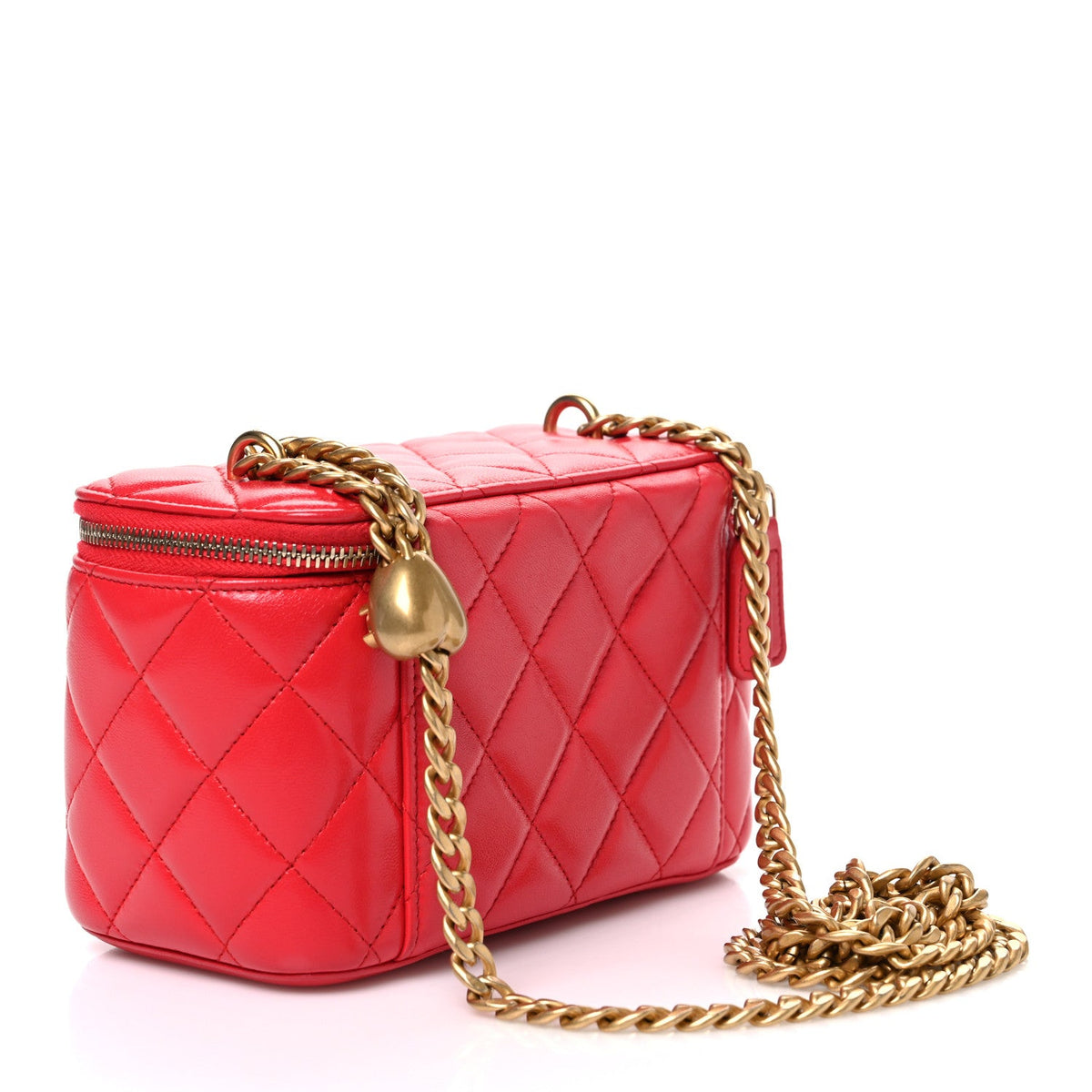 Quilted Caviar Handbag - Red