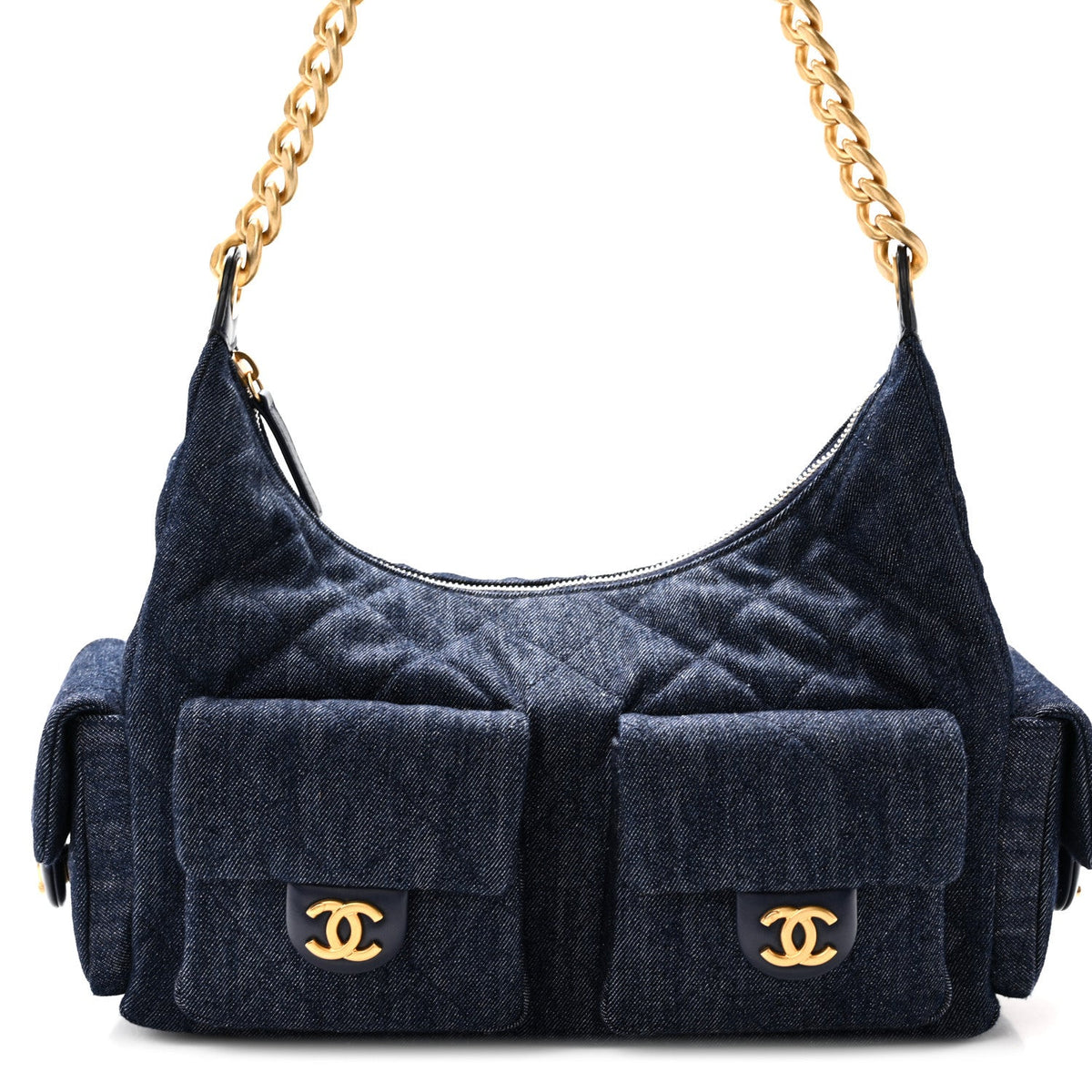 Large Quilted Hobo Bag - Blue