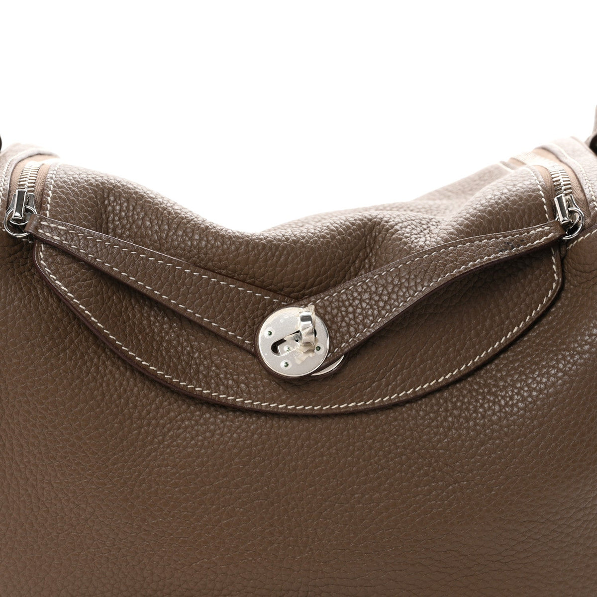 Taurillon Clemence Lindy 30 Etoupe Handbag