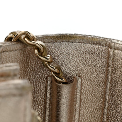Mini Quilted Lambskin Wallet Bag - Gold