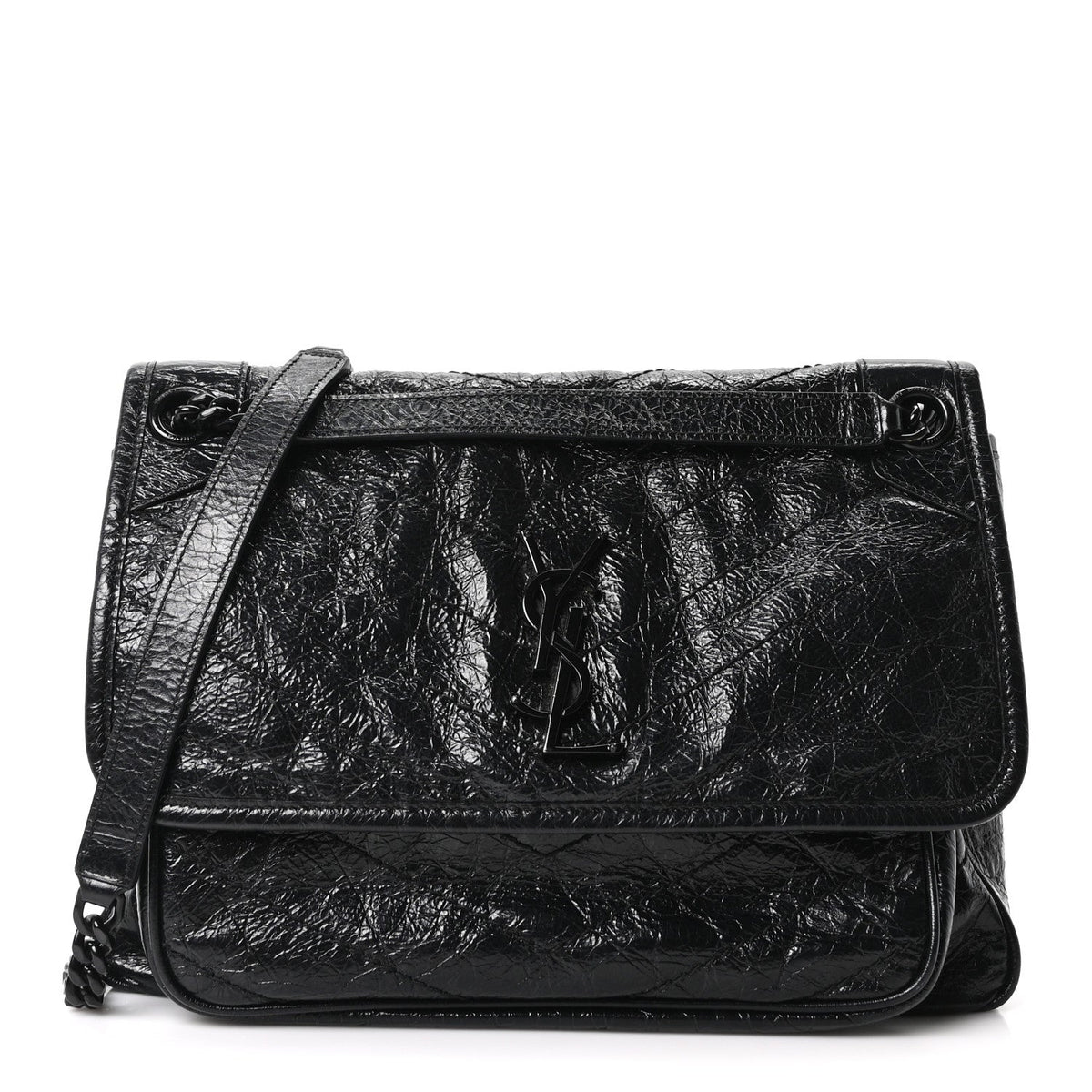 Medium Calfskin Satchel Bag - Black