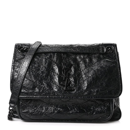 Medium Calfskin Satchel Bag - Black