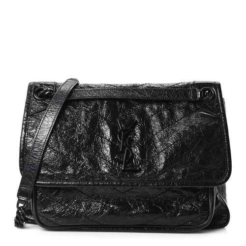Medium Calfskin Satchel Bag - Black