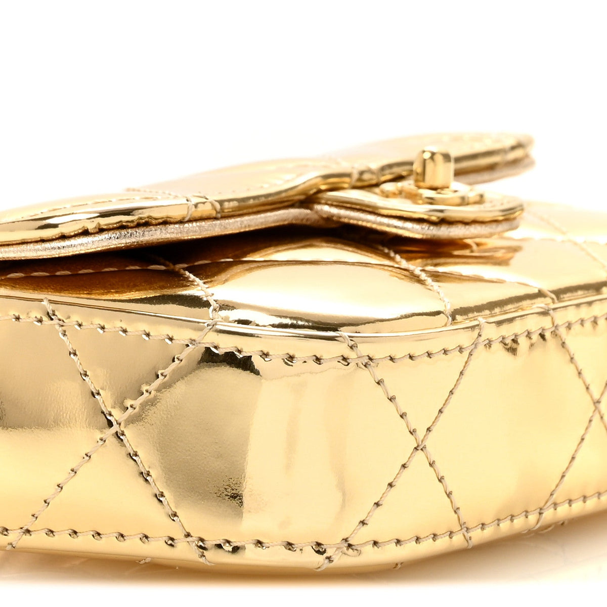 Mini Quilted Calfskin Flap Shoulder Bag - Gold