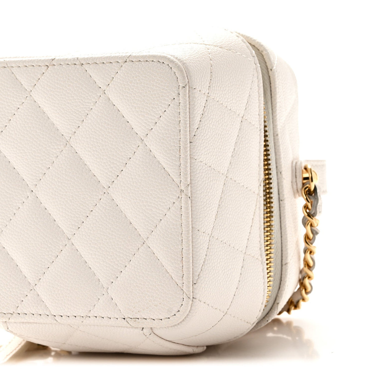 Quilted Caviar Handbag - White