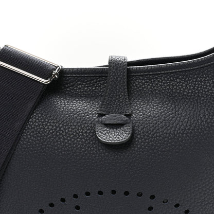 Taurillon Clemence Evelyne Iii Pm Bleu N Handbag