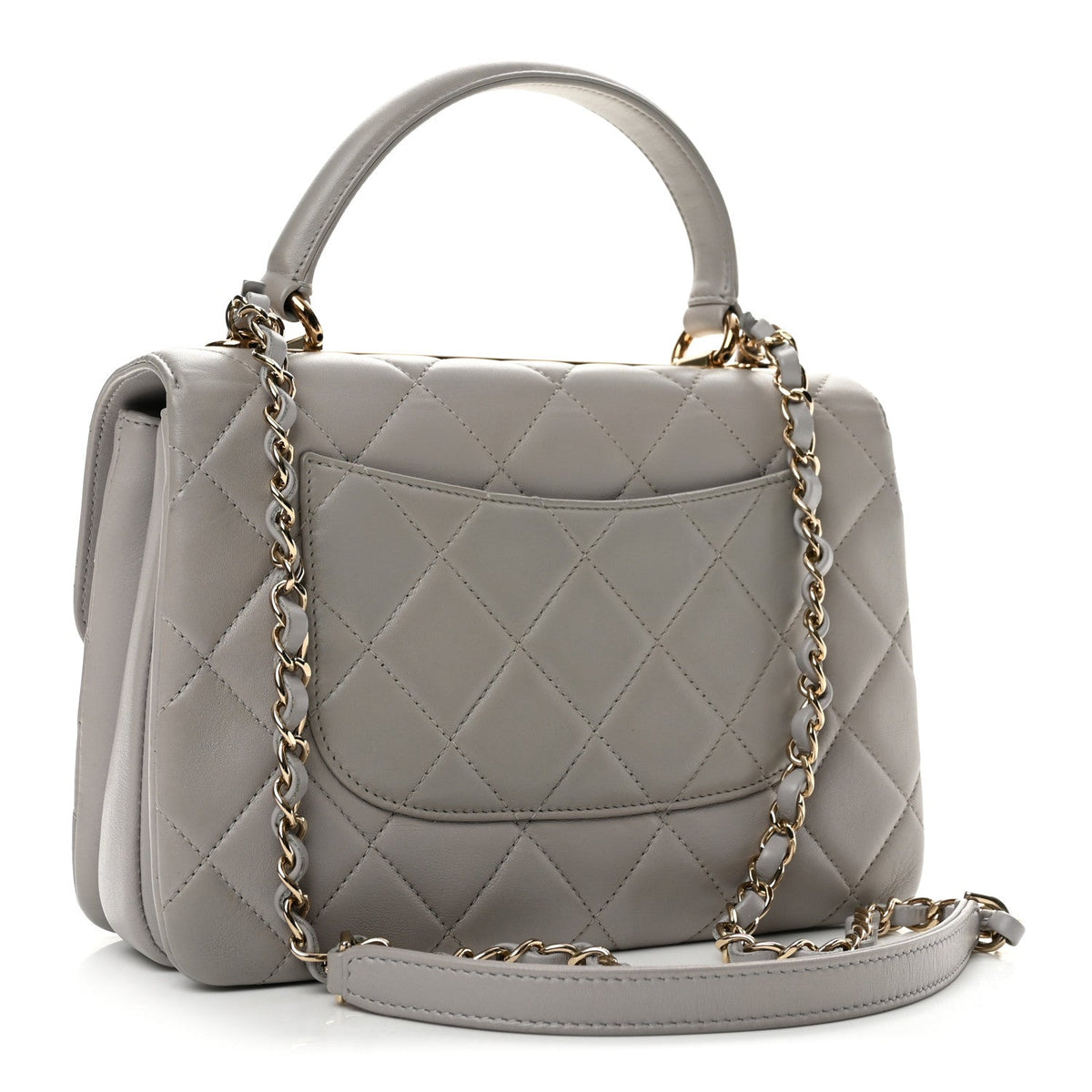 Small Quilted Lambskin Flap Shoulder Bag - Grey