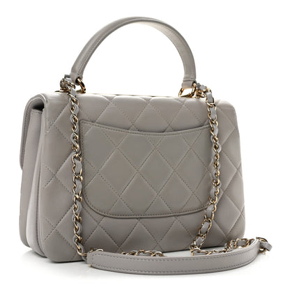 Small Quilted Lambskin Flap Shoulder Bag - Grey