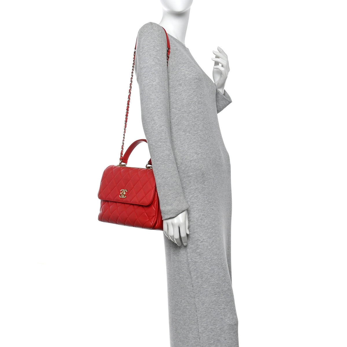 Medium Quilted Lambskin Flap Shoulder Bag - Red