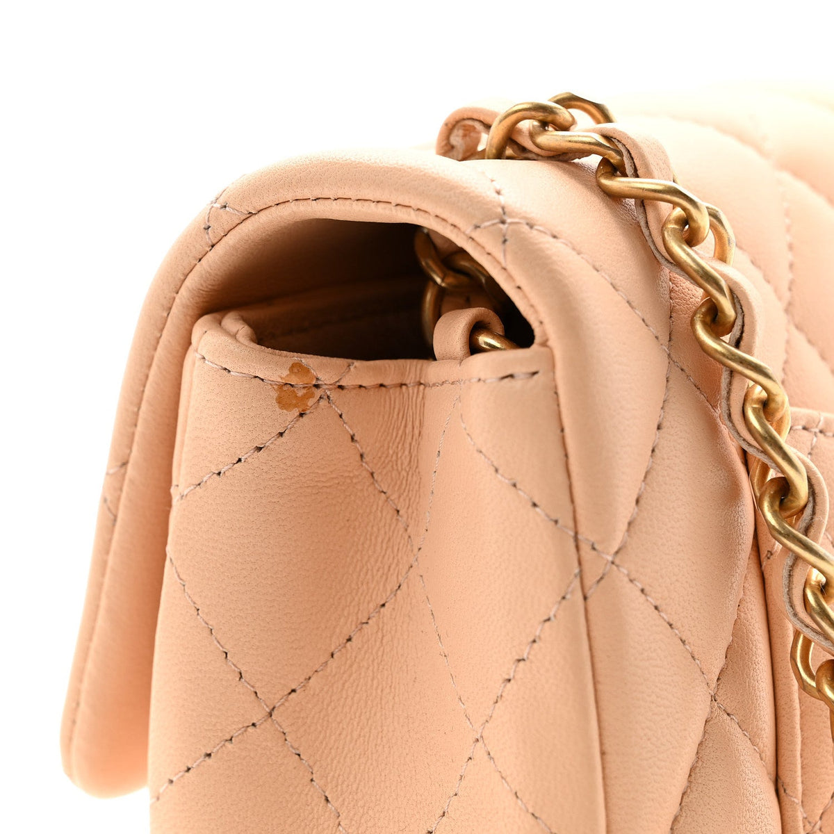 Mini Quilted Lambskin Flap Shoulder Bag - Tan