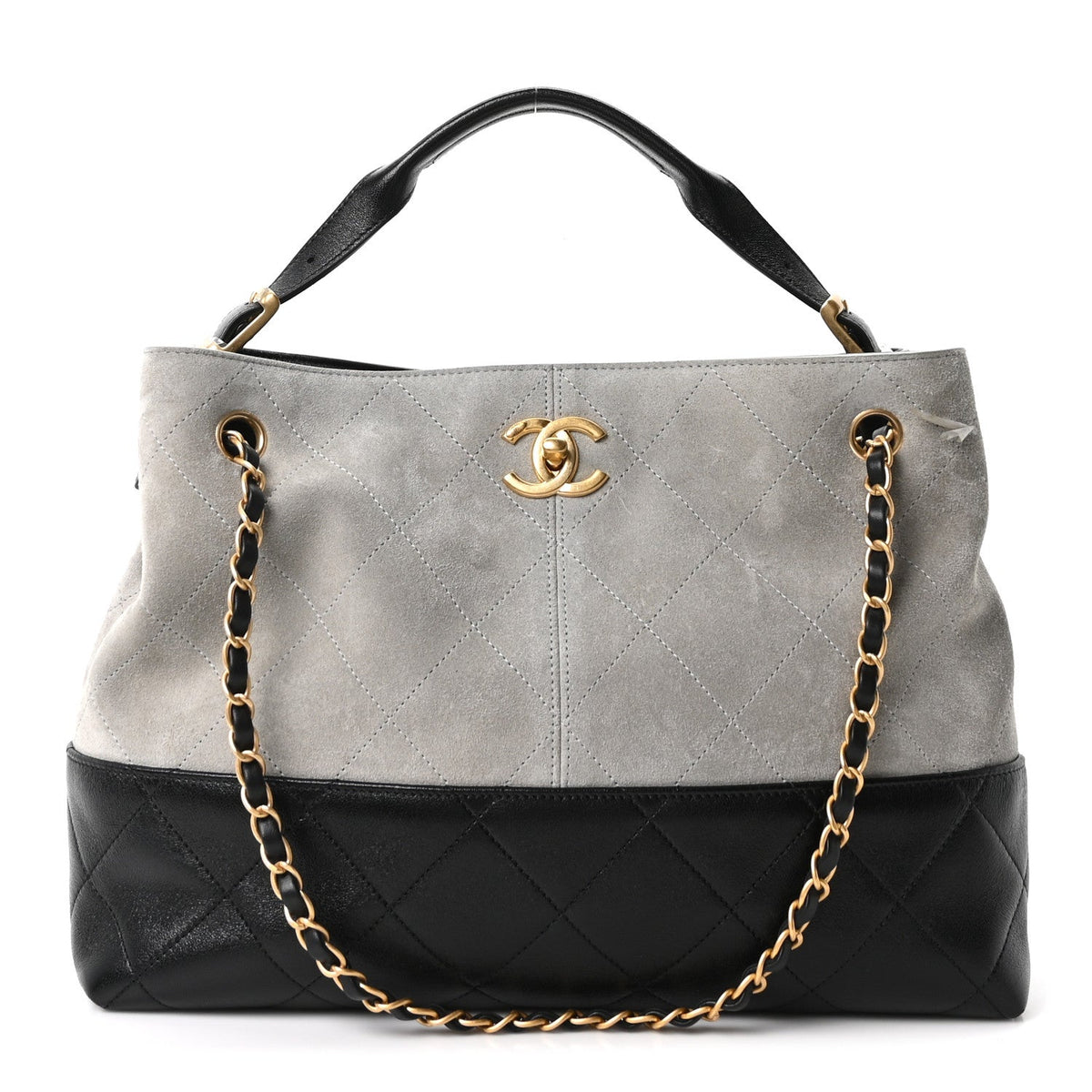 Small Quilted Lambskin Handbag - Grey