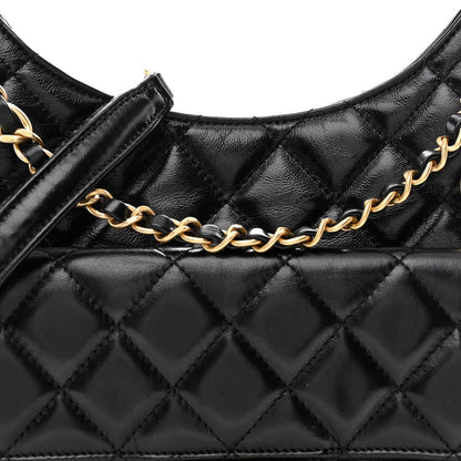 Quilted Calfskin Hobo Bag - Black