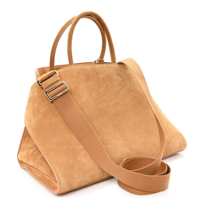 Large Calfskin Suede Handbag - Natural