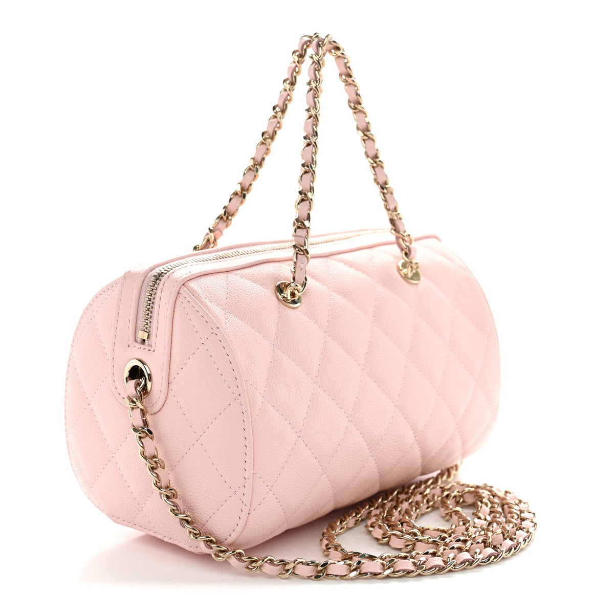 Quilted Caviar Clutch Bag - Pink