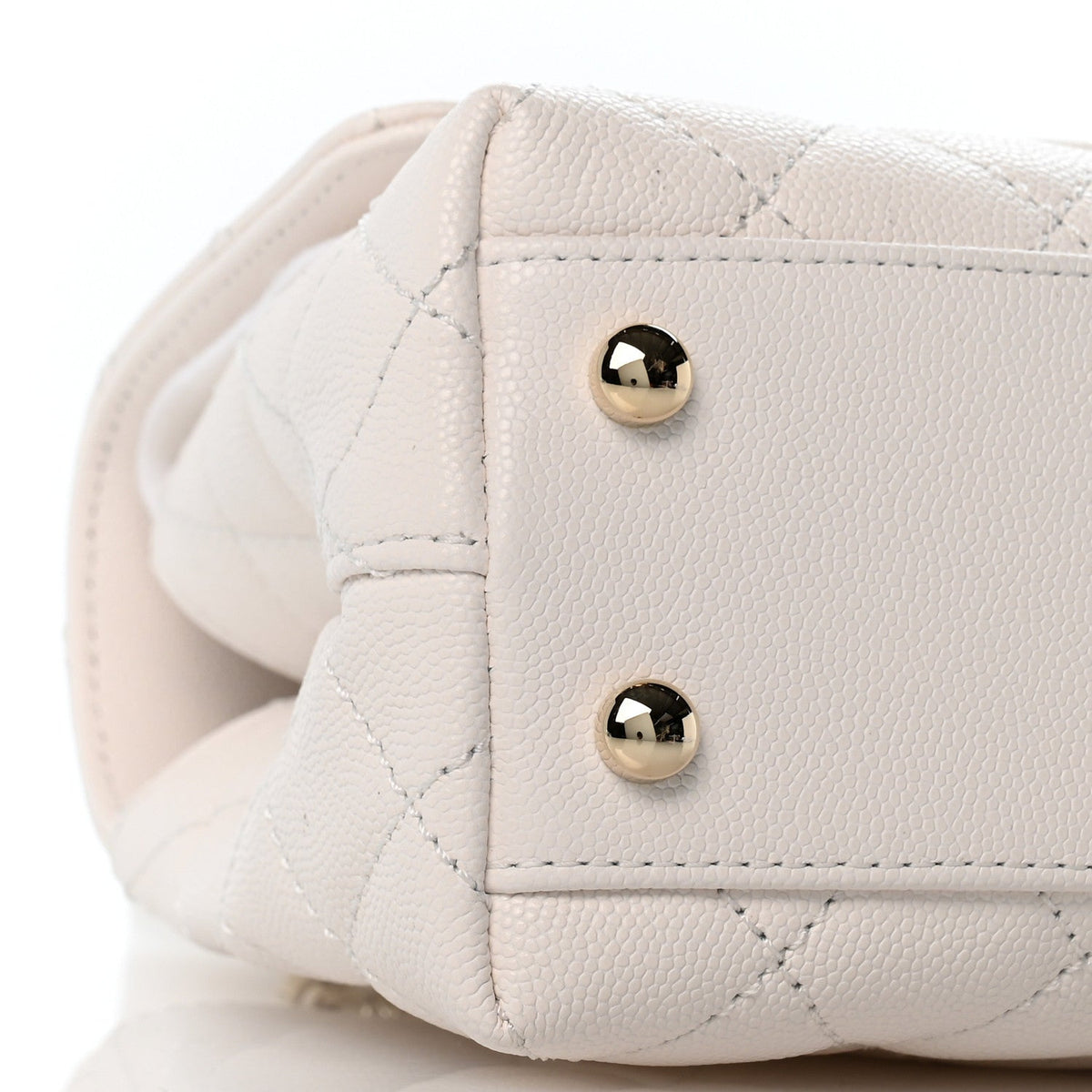 Mini Quilted Caviar Flap Shoulder Bag - White
