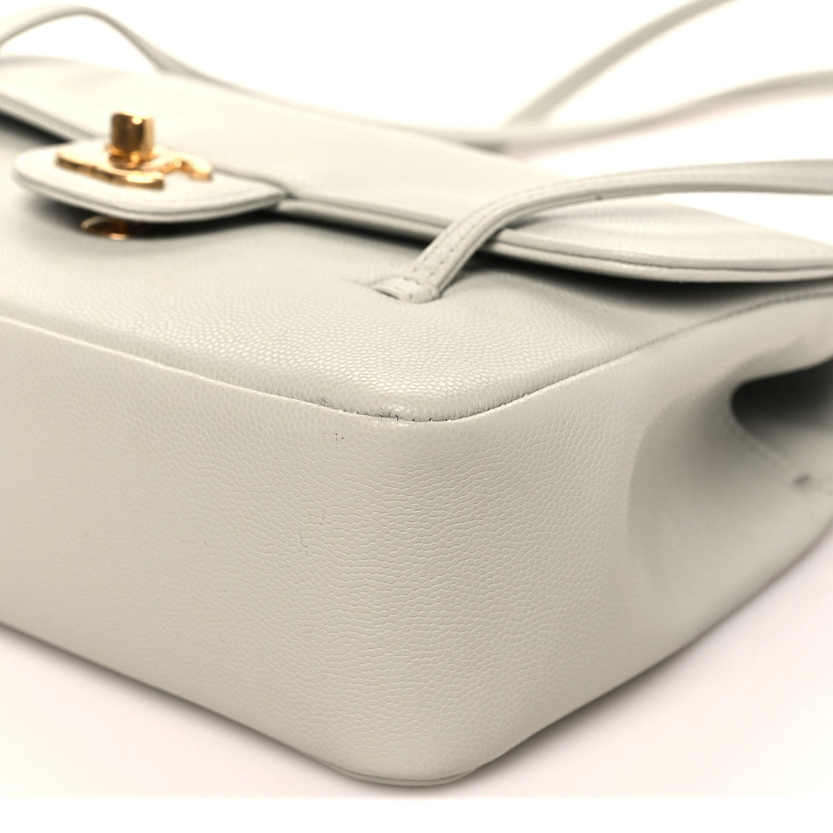 Small Caviar Flap Shoulder Bag - Light Green