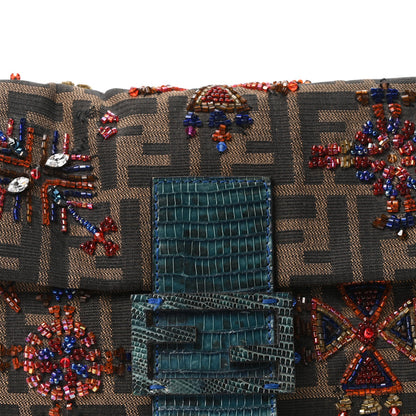 Lizard Zucca Crystal Beaded Baguette Tob Handbag