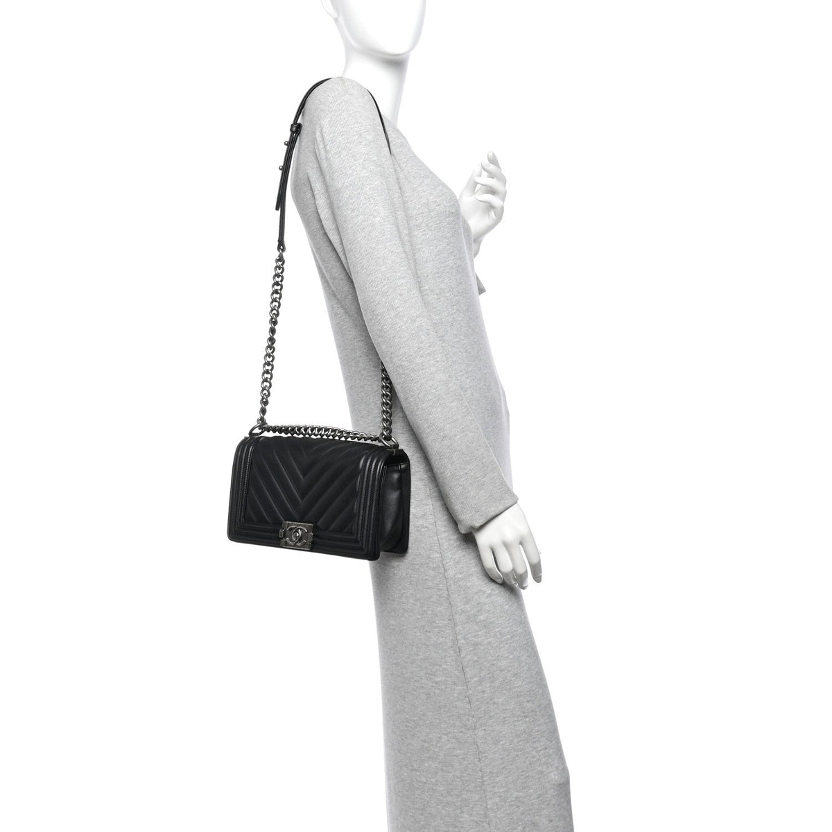 Medium Quilted Calfskin Flap Shoulder Bag - Black