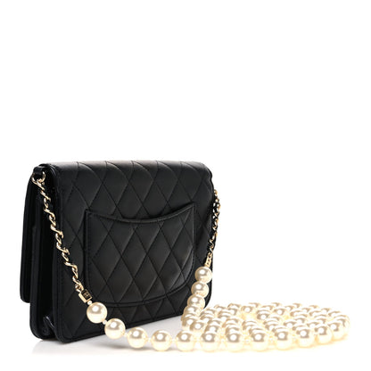 Quilted Lambskin Wallet Bag - Black