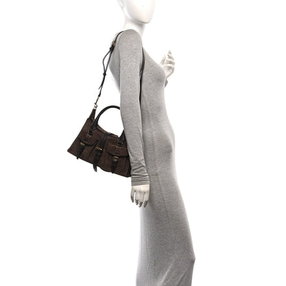 Small Suede Satchel Bag - Chocolate
