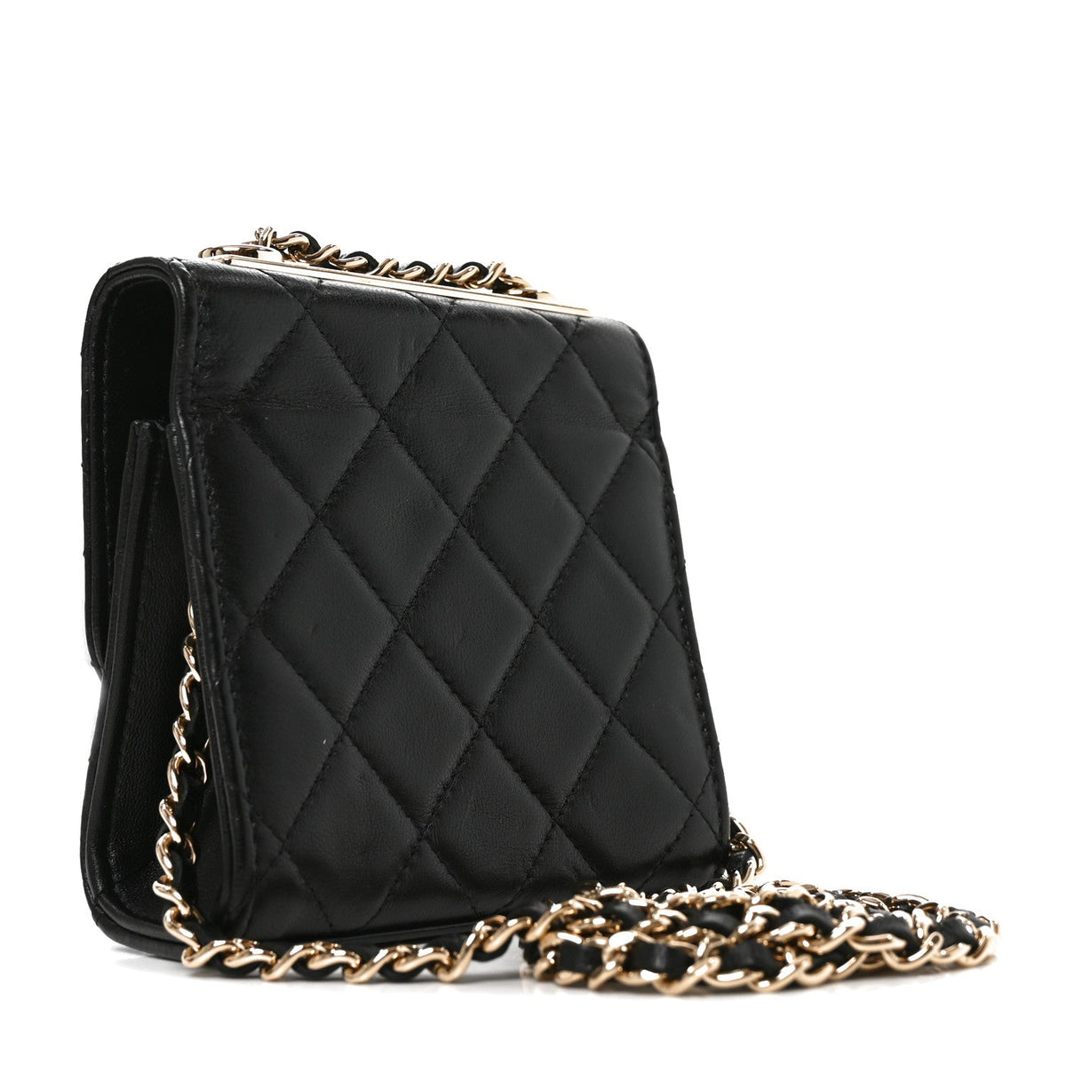 Mini Quilted Lambskin Wallet Bag - Black