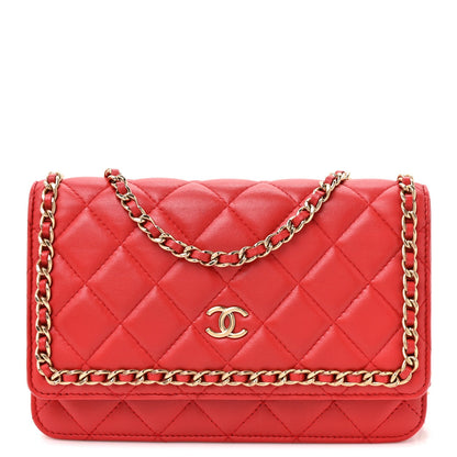 Quilted Lambskin Wallet Bag - Red