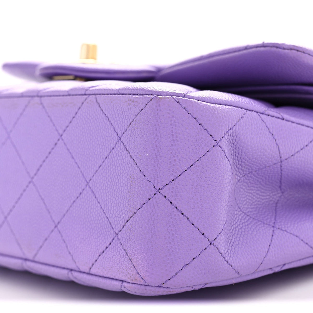 Small Quilted Caviar Flap Shoulder Bag - Purple
