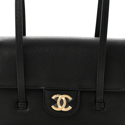 Mini Caviar Shoulder Bag - Black