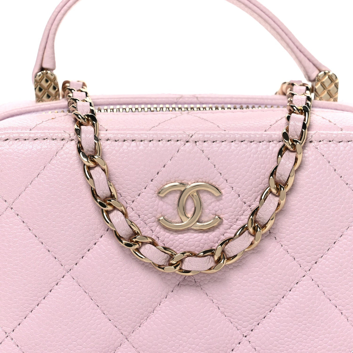 Quilted Caviar Handbag - Pink