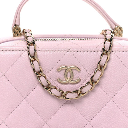 Quilted Caviar Handbag - Pink