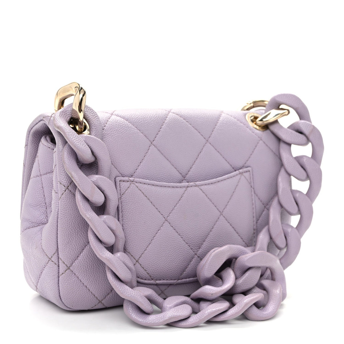Mini Quilted Caviar Flap Shoulder Bag - Purple